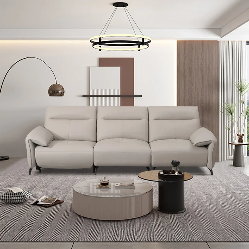 xx- Combination Sofa Modern Minimalist First-Layer Cowhide Electric Telescopic Lifting High-Density Sponge Small Apartment*