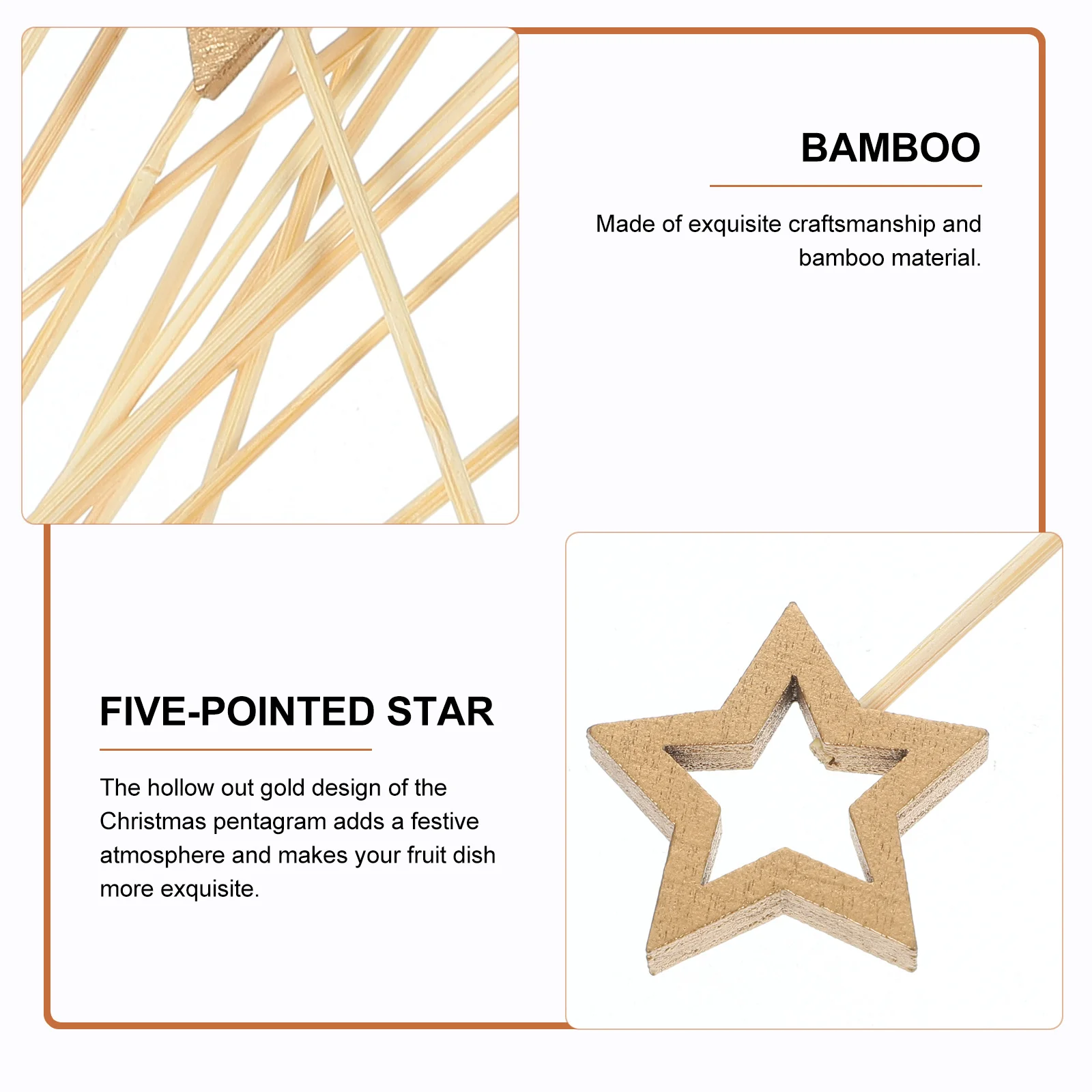 

50pcs Star Shape Fruit Picks Bamboo Skewer For Cocktail Dessert Appetizer Party Supplies Food Toothpicks Bamboo Sticks