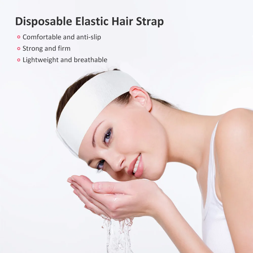 50pcs Disposable SPA Facial Headbands White Facial Esthetician Headband Wrap Non-Woven Soft Skincare Beauty Salon Supplie New