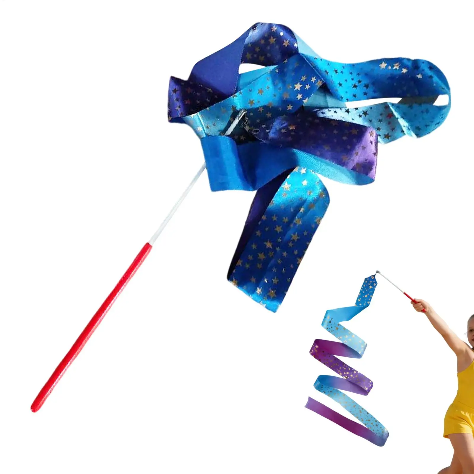 Gymnastics Ribbon Colorful Foldable Gradient Twirling Streamers Gymnastics Rhythmic Play Props for Parties Classrooms Talent