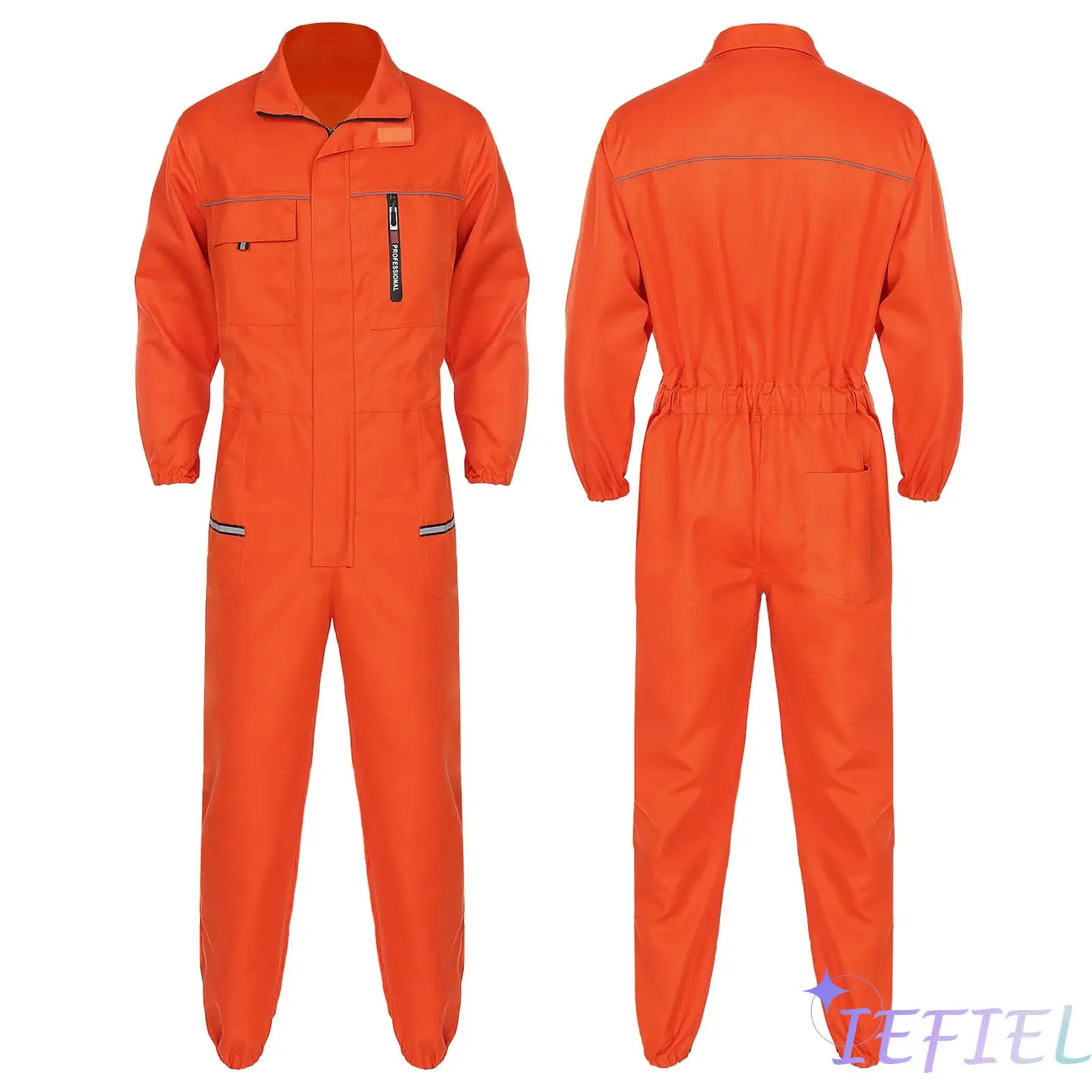 Men's Reflective Stripes Jumpsuits Coveralls Workshop Workwear Factory Uniform Engineering Repair Work Clothes with Pockets 5XL