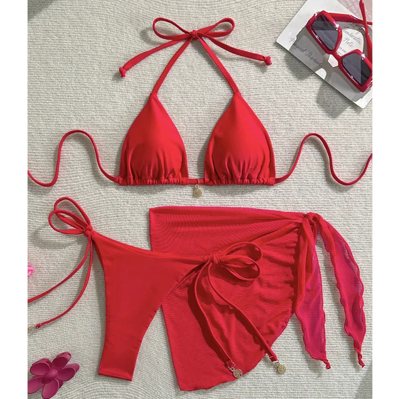

2026 Sexy Bikinis Female Swimsuits Women Three-Piece Swimwear Beach Swimming Wear Bathing Suits Brazilian Bikini Set Pool Bather