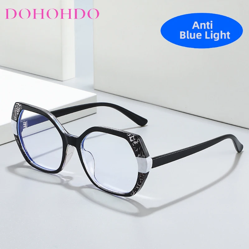 

Trendy Steampunk Oversized Cat Eye Anti-Blue Light Women Men Glasses Fashion Brand Designer Computer Gaming Optical Eyeglasses