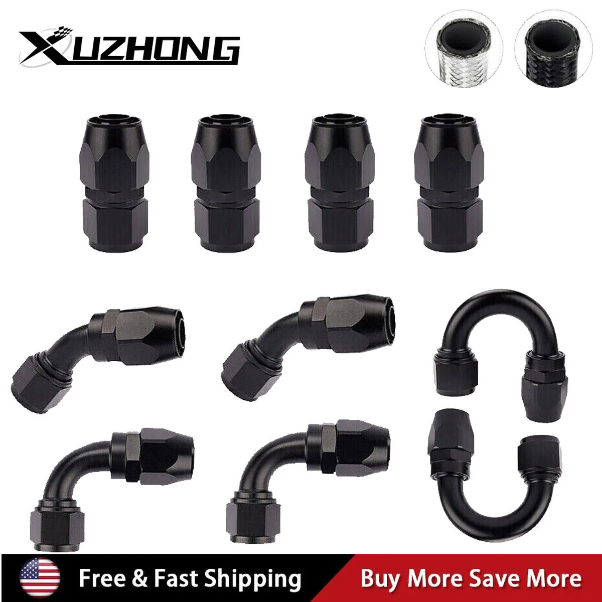 

10X AN6 CPE Swivel Fuel Hose End Fitting Oil Gas Line Adapter Kit 0 45 90 180