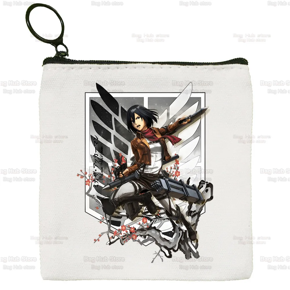 Carteiras vintage com titulares de cartão, Mikasa Ackerman, bolsa masculina, bolso de moedas, função menino e menina