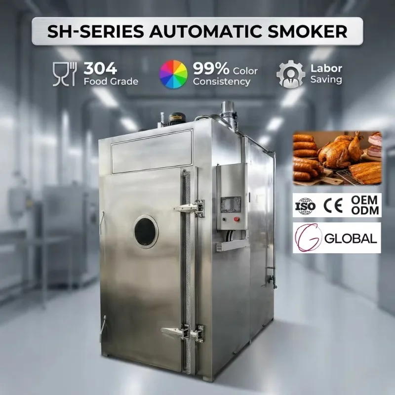 Automatic Smokehouse Oven Chicken Sausage Beef Salmon Fish Smoker Steam Heating Commercial Food Equipment OEM Customized