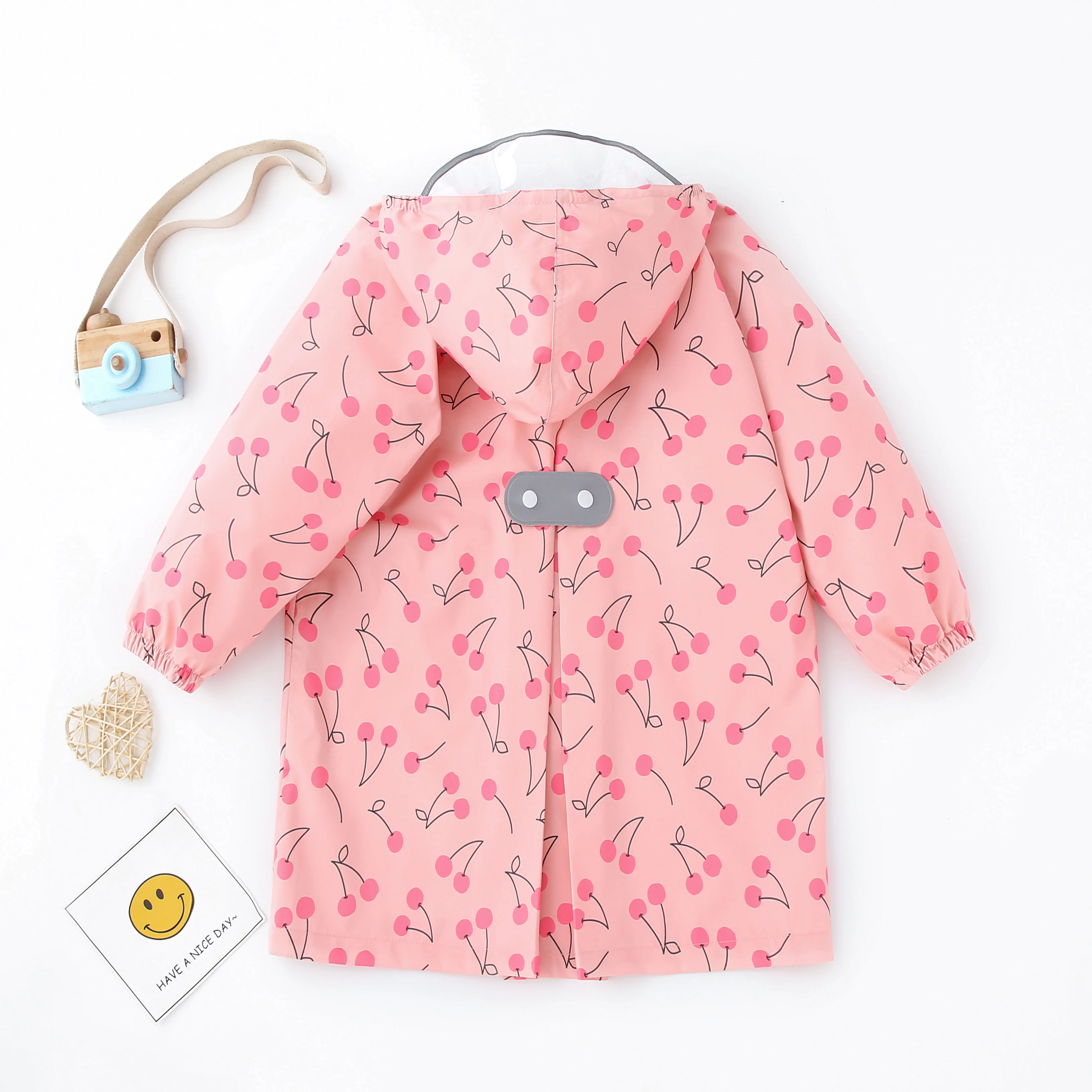 Pink Cherry Children    Raincoat  Children‘s  Rain Coat Kids Boy Girl  Tour Light Waterproof Soft Rainwear Raincoats