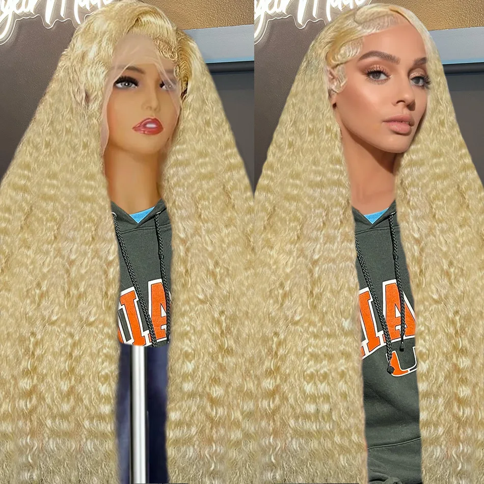 613 Honey Blonde Water Curly HD Transparent Lace Frontal Wig Brazilian Remy Color 13x4 13x6 Loose Deep Wave Front Human Hair Wig