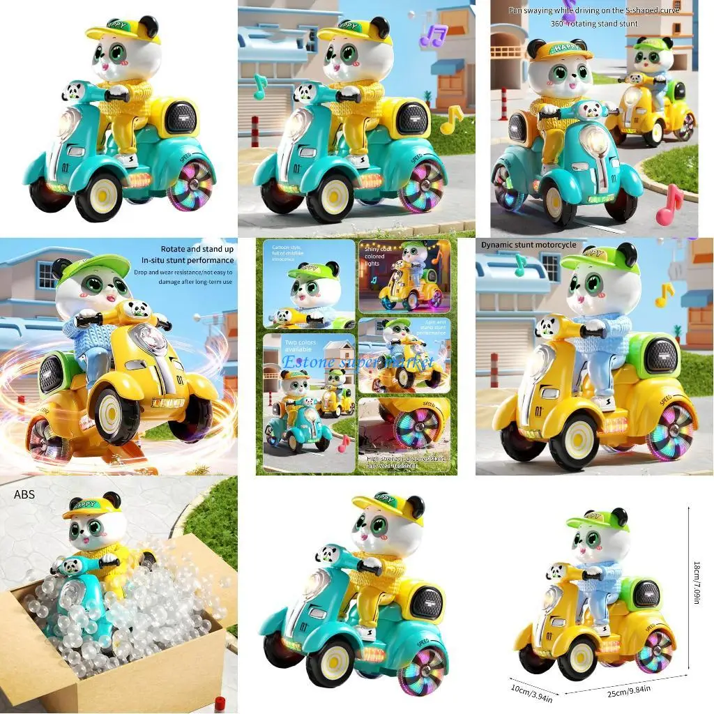 090B Gấu Trúc Hoạt Hình Với Xe Tay Trang Trí Giáng Sinh Nhạc Nhẹ Chuyển Quà Tặng Trẻ