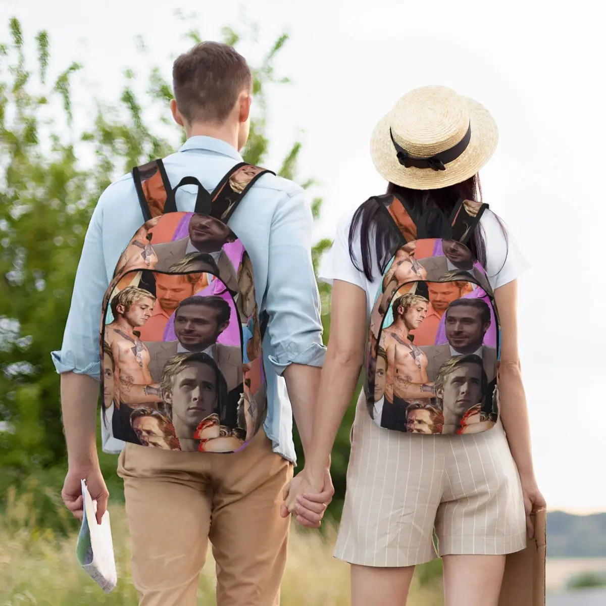 Ryan Gosling Photo Collage Student Backpack School Bag Hiking Travel Daypack for Men Women Bookbag Shoulder Bags