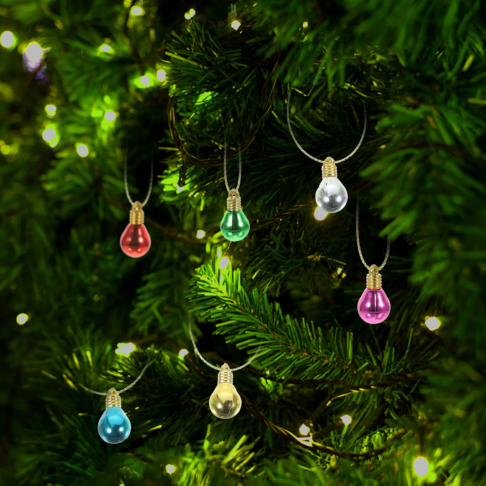 

1Set Plastic Christmas Bulb Beads DIY Craft Beads Large Hole Colored Bulbs Jewelry Accessories Xmas Supplies Colored Light Bulbs