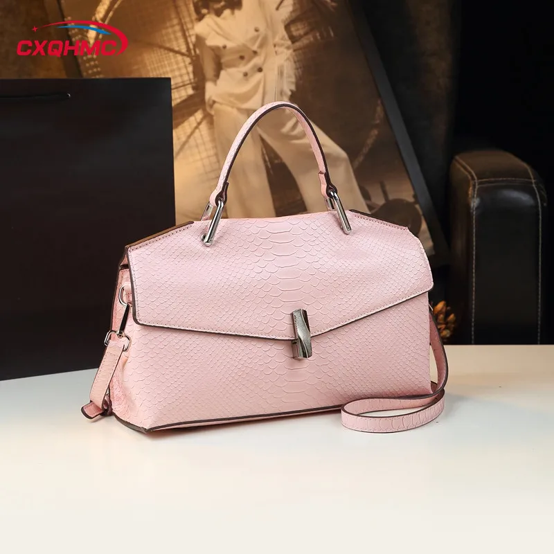 Fashion Genuine Leather Women's Handbag Senior Sense Shoulder Bag Light Luxury Snake Print Small Mother Bag Crossbody Bags