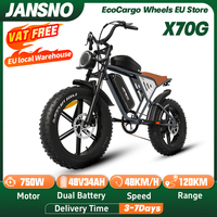 JANSNO X70G Retro Electric Bicycle 750W Motor 48V 34AH Dual Battery E-Bike 20*4.0\