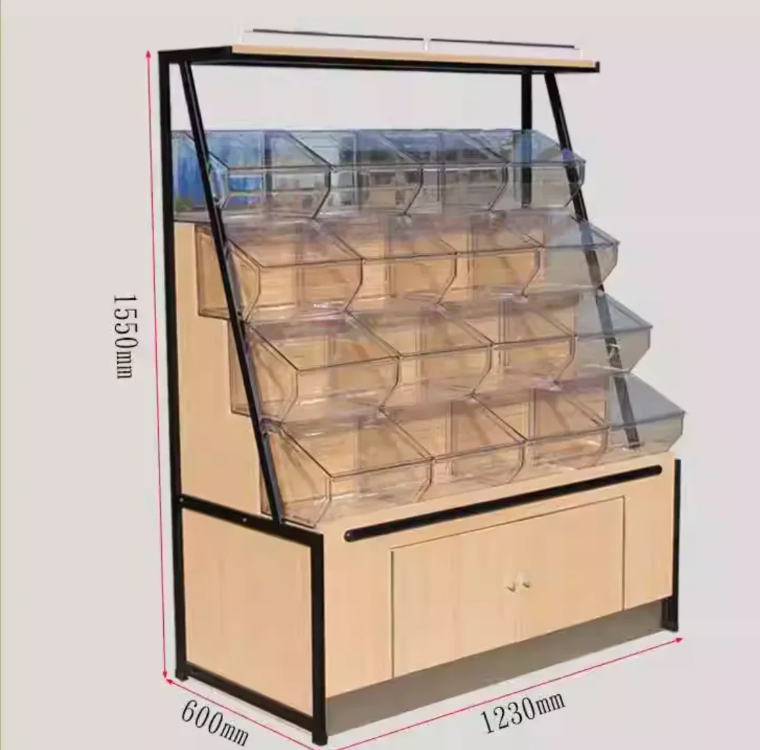 

Snacks weighing bulk container dry fruit cereal shelves candy island cabinet snack food piling head