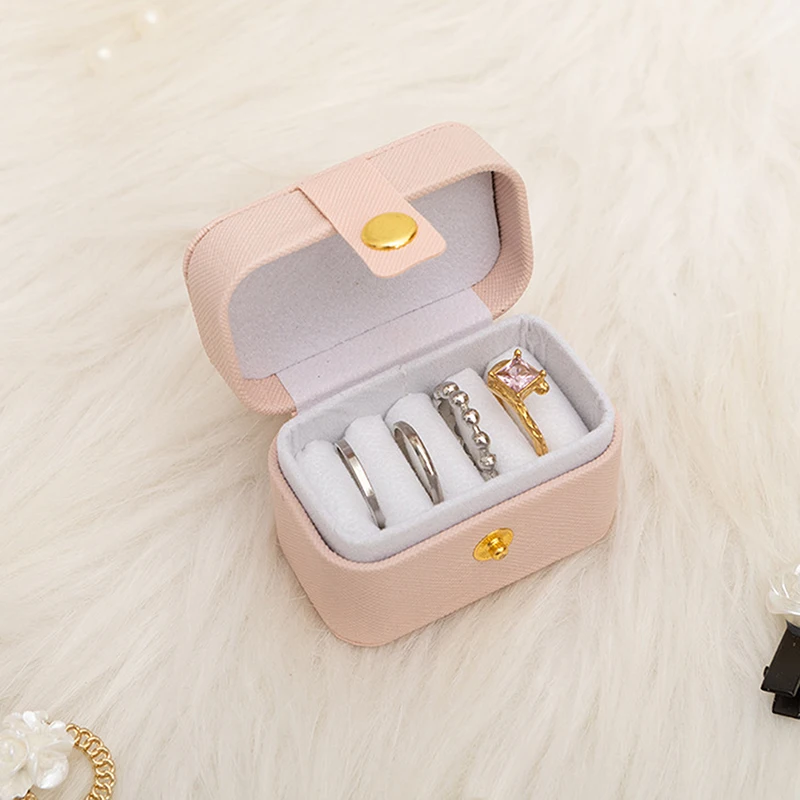 

PU Leather Girl Portable Mini Jewelry Earrings Stud Earrings Jewelry Box Organizer