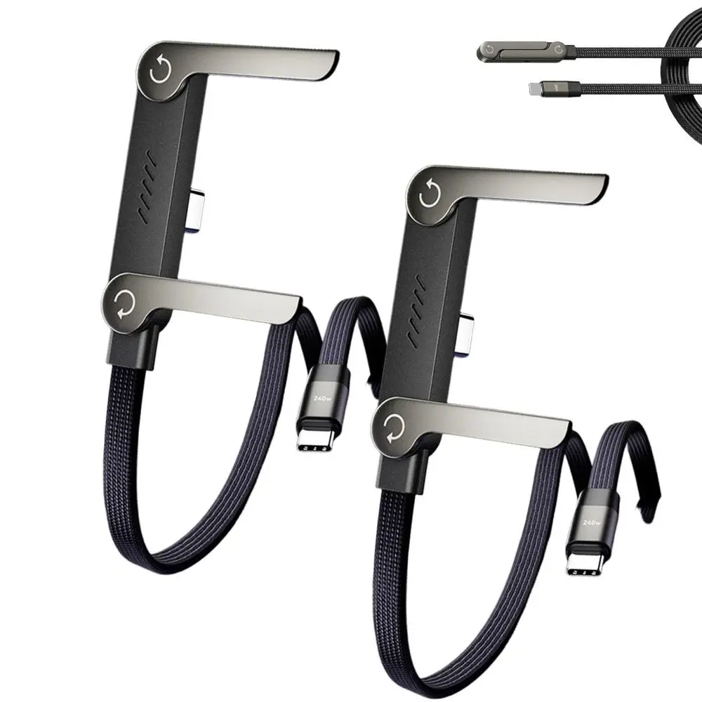 

Gifts 240w Cable Charger with Built-in Phone Stand 2-in-1 Fast Charging Cord Sideways Phone Charger for Smartphones Tablets