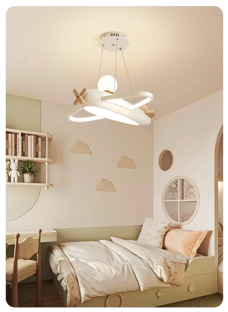 Flugzeug Deckenleuchte Cartoon Kinder Deckenleuchte Kreatives Design Led Weiß Lampe Wohnzimmer Esszimmer Baby Kinderzimmer Zimmer Dekor Lampe – Detail 1