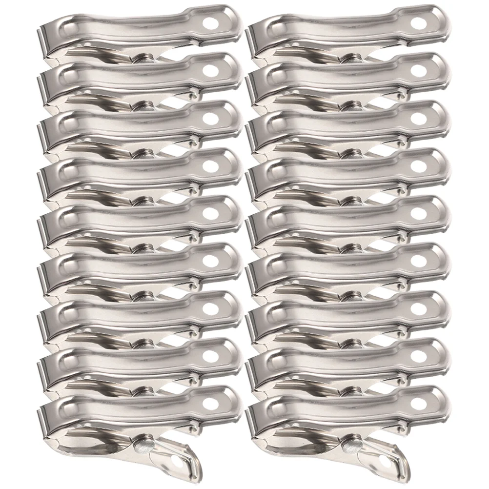 30 Pcs Plants Stainless Steel Greenhouse Clips Clothes Drying Outdoor Clamp Windproof Travel Blanket Silver Washing Clothespins