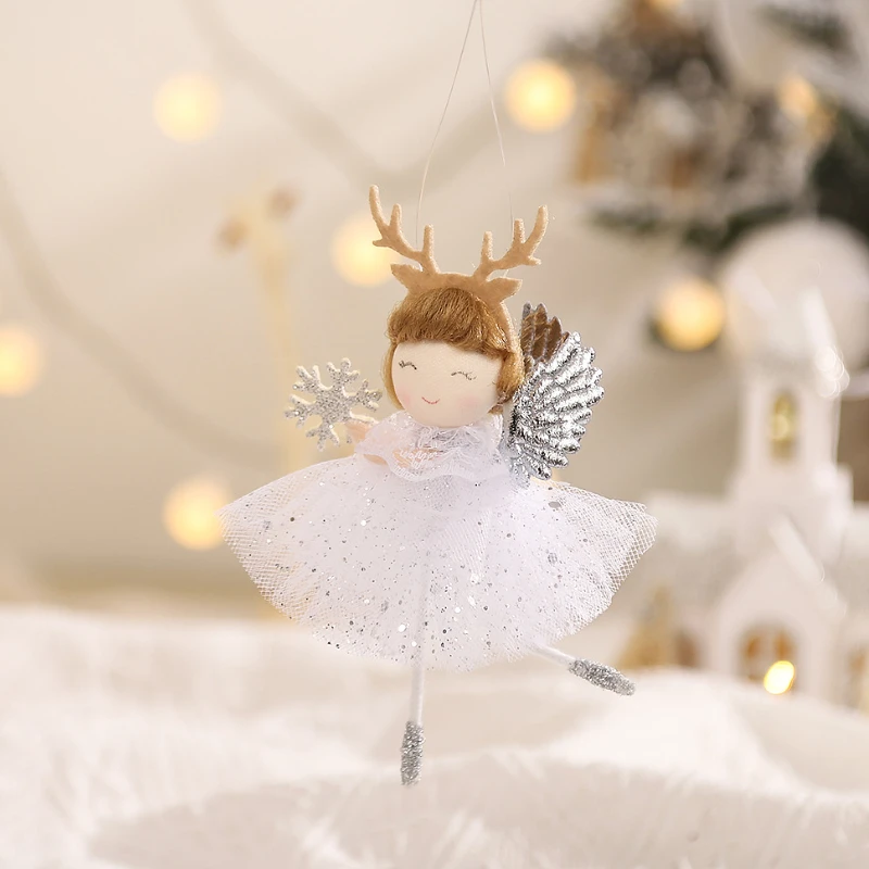 New Year 2024 Gift Plush Angel Doll Christmas Tree Hanging Ornaments Christmas Angel Doll Decoration for Home Noel Navidad