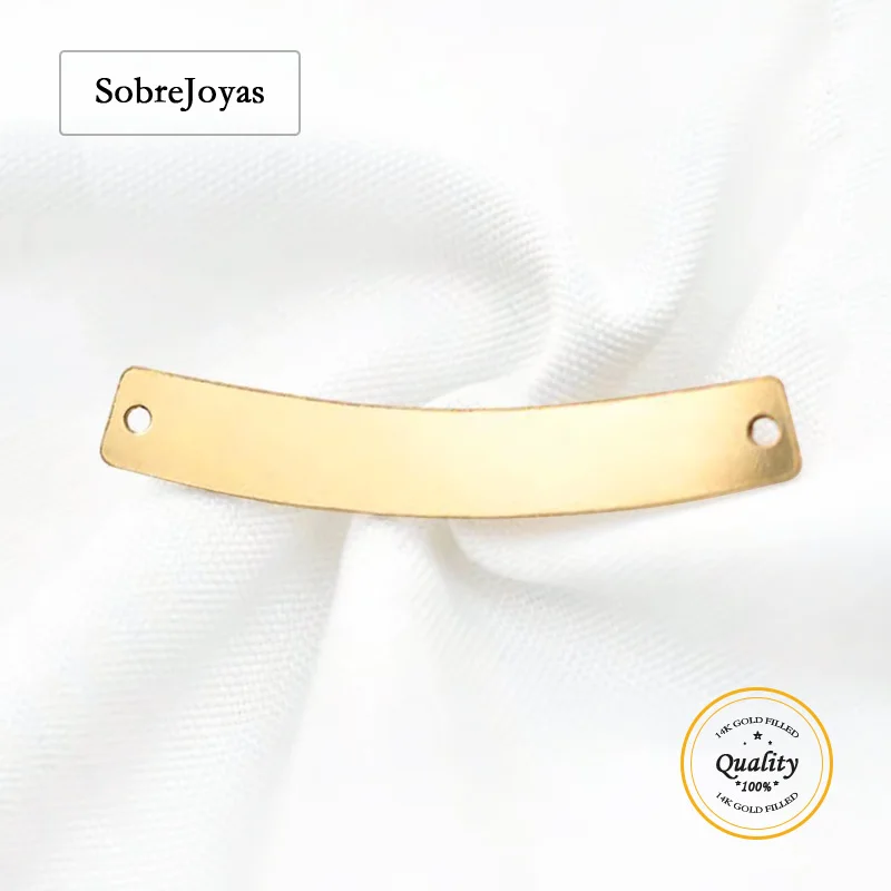 Curved Bar Charm 14K Gold Filled Bar Pendant Jewelry Finding for DIY Bracelet And Necklace Accessories Gold Charm