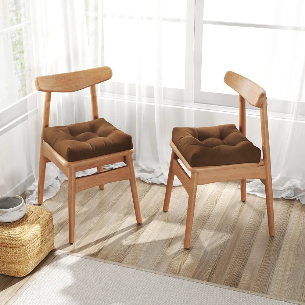 

2 шт. подушки для сидений садовых стульев, 21 x 21 дюймов, для использования в помещении/на улице, коричневые