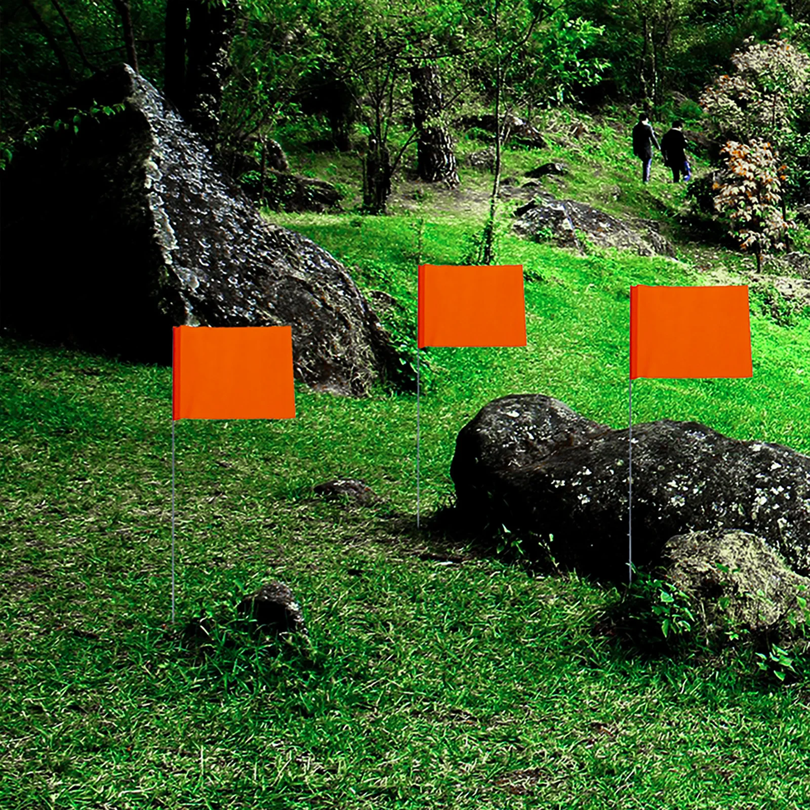 60 قطعة علامات أرضية عالية الوضوح أعلام ري الحديقة البرتقالية أوتاد أسلاك الفولاذ المقاومة للطقس لبناء الحديقة #5