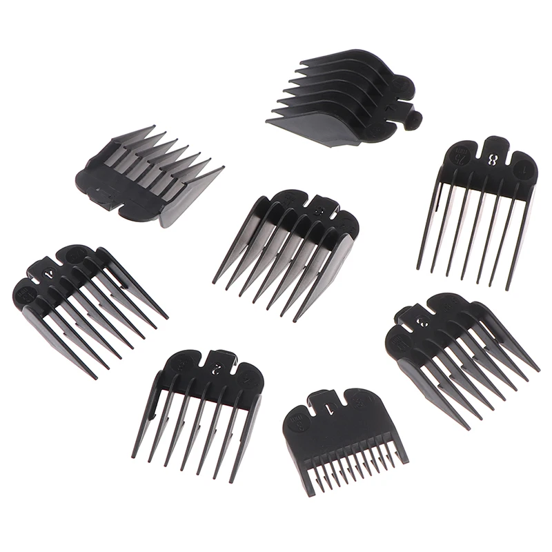8pcs Barber Styling Comb Sets Clipper Hair Limit Comb Trimmer Attachment Black