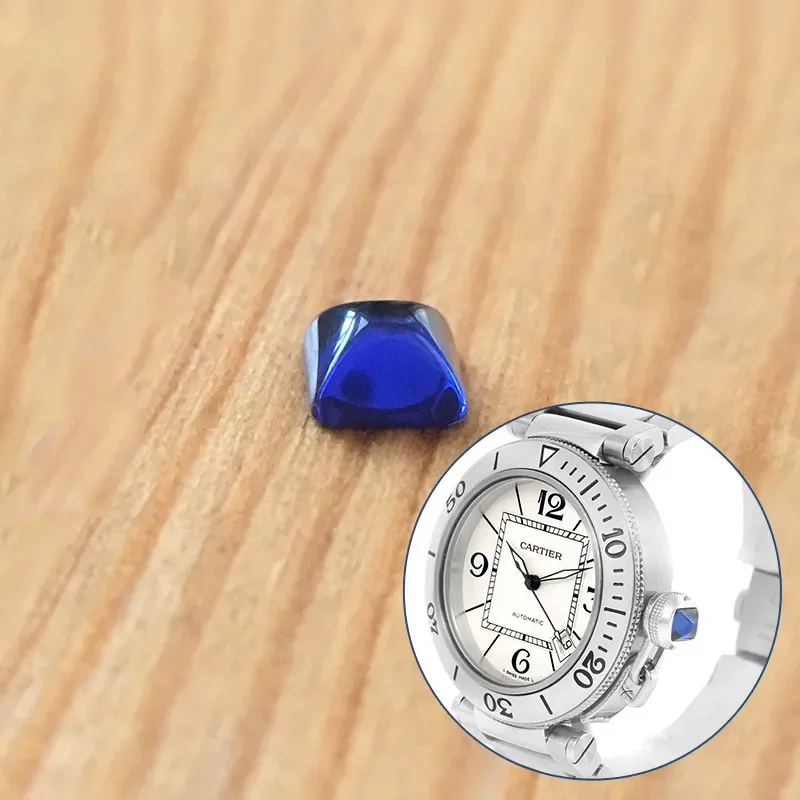 

watch sapphire crystal (blue zircon) for Carti er Pasha 40.5mm watch crown protect guard parts