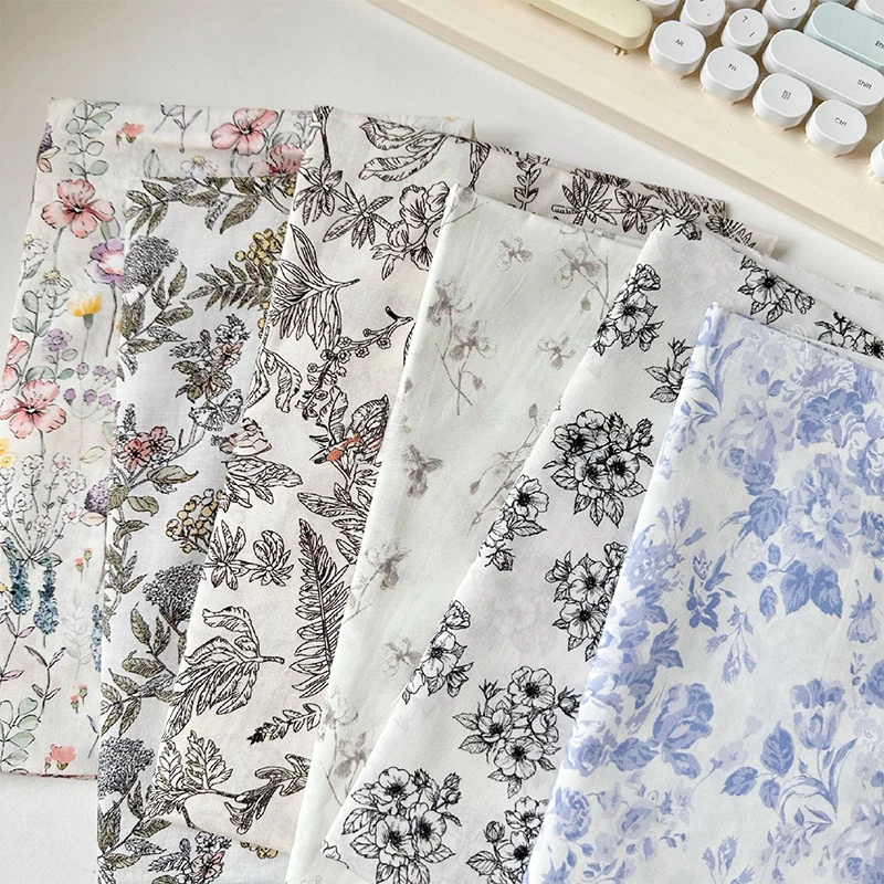 

0.5/1/2 Yard 100% Cotton Vintage Style Fragmented Floral Printed Fabric for DIY Clothing,Homewear,Bedding,Tablecloths,Curtains