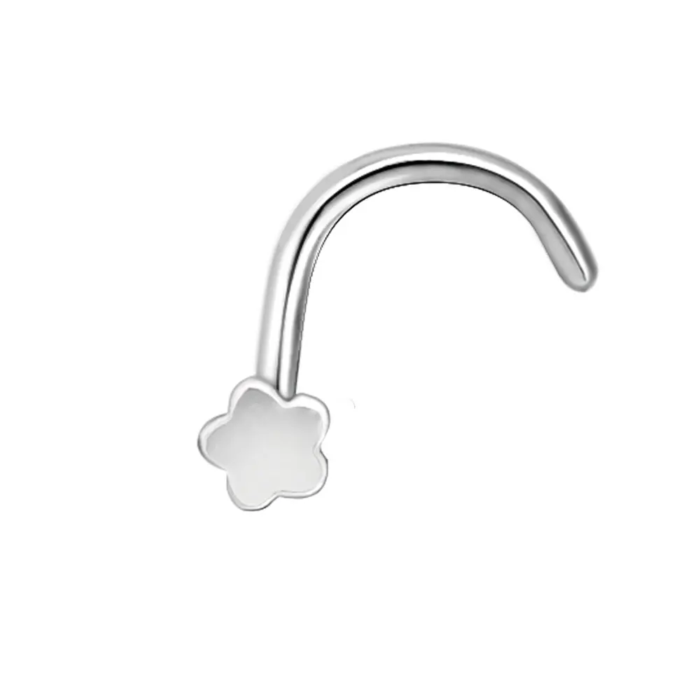 1Piece New 20G Stainless Steel Flower Star Tiny Small Nose Rings 0.8mm L Shape Nose Studs for Women Nose Piercing Body Jewelry