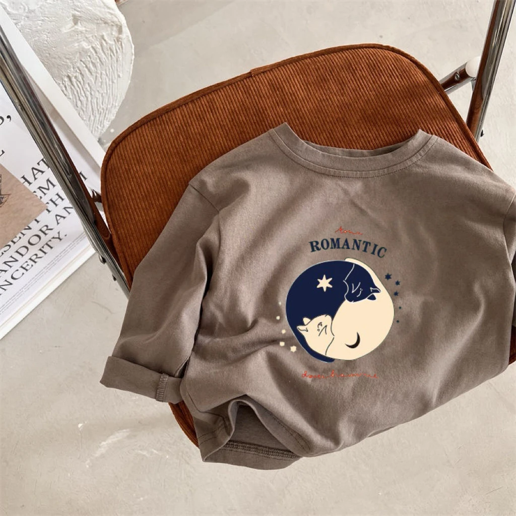 تي شيرت لطيف بأكمام طويلة بلوزات زرقاء 2026 ملابس ربيع الخريف للأطفال موضة بسيطة متعددة الاستخدامات قميص أساسي فضفاض ورقيق ملابس رياضية #2