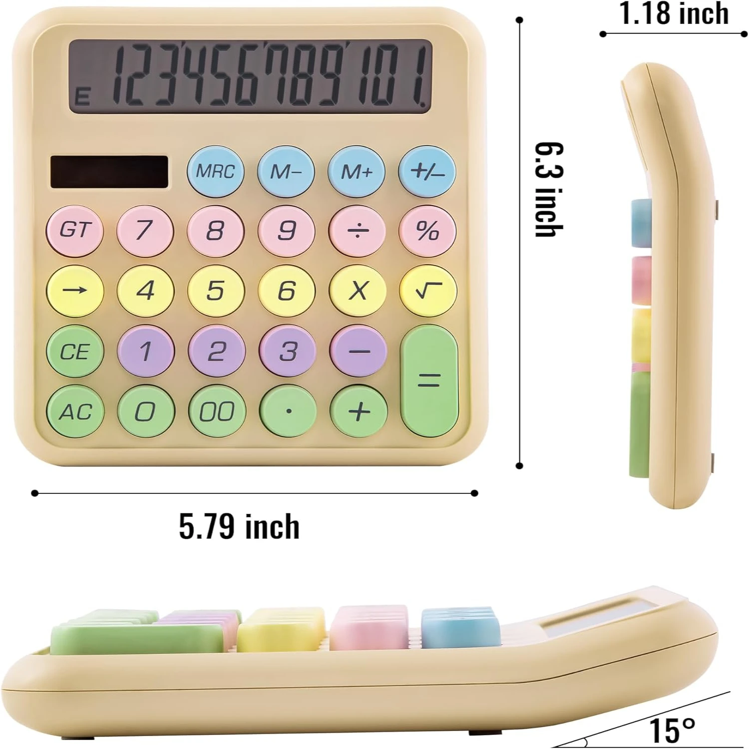 Calculators Desktop, Blue Mechanical Calculator, Cute Calculator 12 Digit Desk  Calculator Large Display, Dual Power Solar Batte
