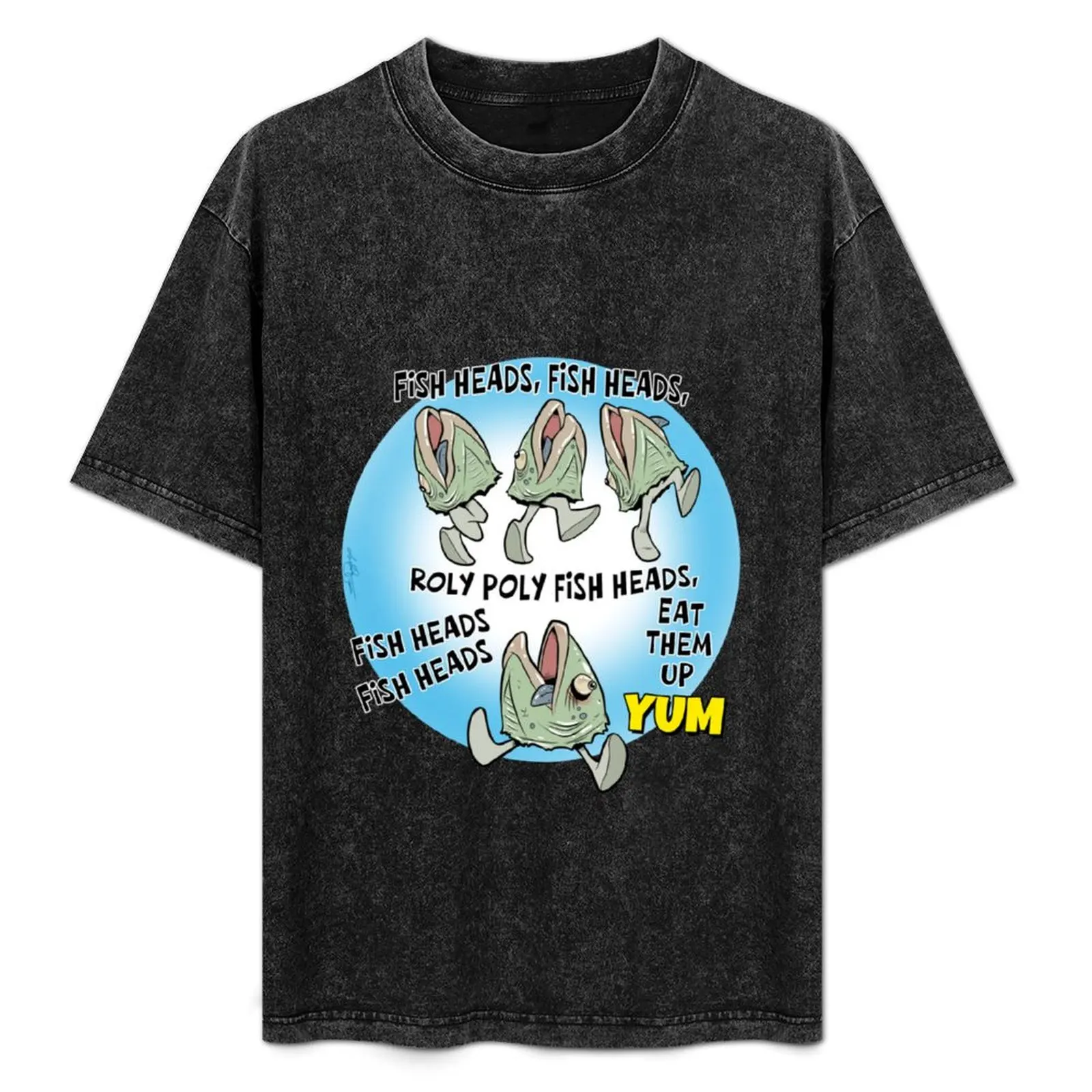 Camiseta de trabajo de tela resistente con estampado de cabezas de pescado, cabezas de pescado, cabezas de pescado Roly Poly, ¡come las dejo!