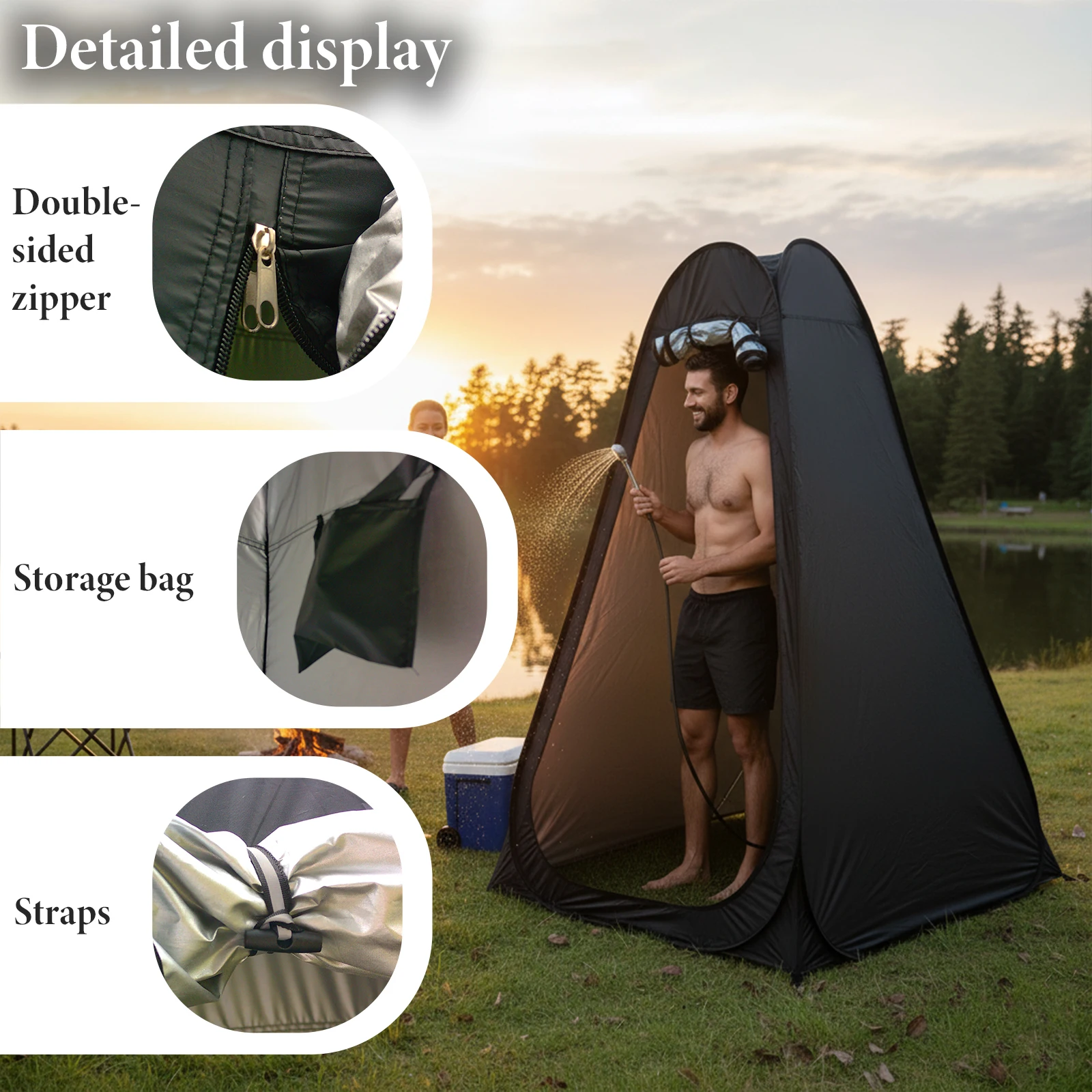 1‑Pack Portable Pop‑Up Dressing Tent, Spacious Privacy Shelter for Campers, Fold‑able Shower Tent for Van Travel