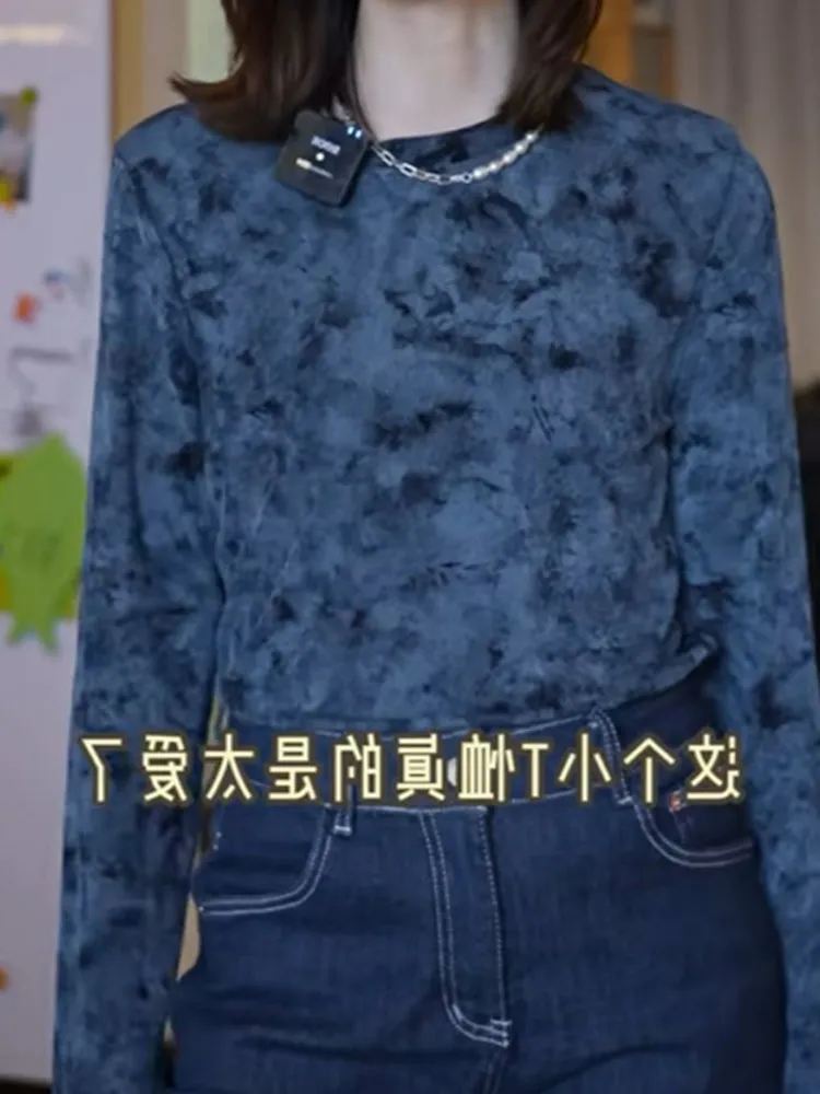 

Slimming Effect Knitted Long Sve Crew Ne T-irt Korean Sle Casual Faionable Women's Top Comfortable Breathable