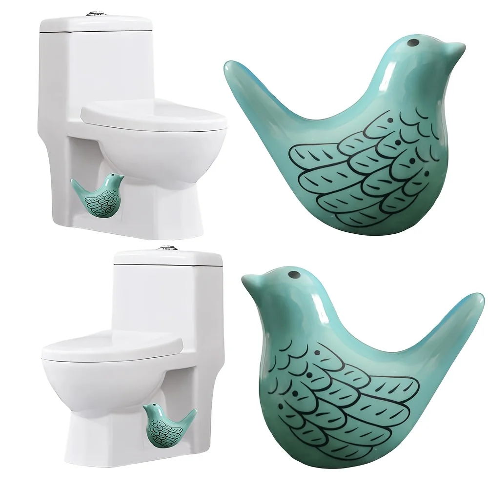 2pcs Cute Ceramic Bird Toilet Bolt Caps Decorative Concealer for Exposed Toilet Bottom Bolts, Convenient Easy Installation House