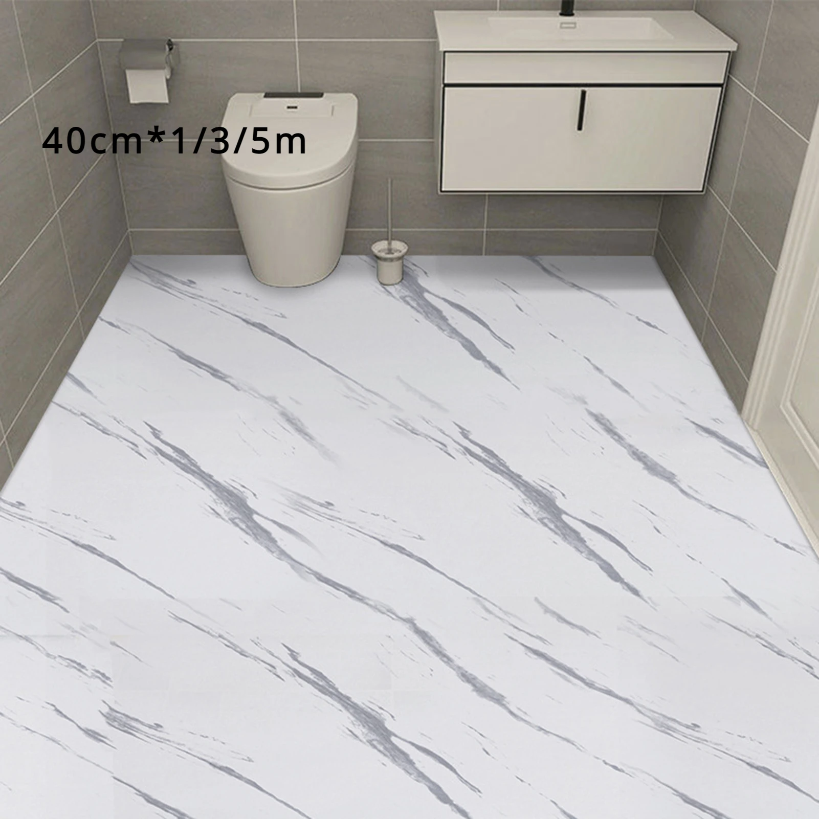 Pegatinas de suelo de baldosas de mármol de imitación planas de PVC, pegatinas de pared 3D autoadhesivas, calcomanías impermeables para baño y cocina, 40cm