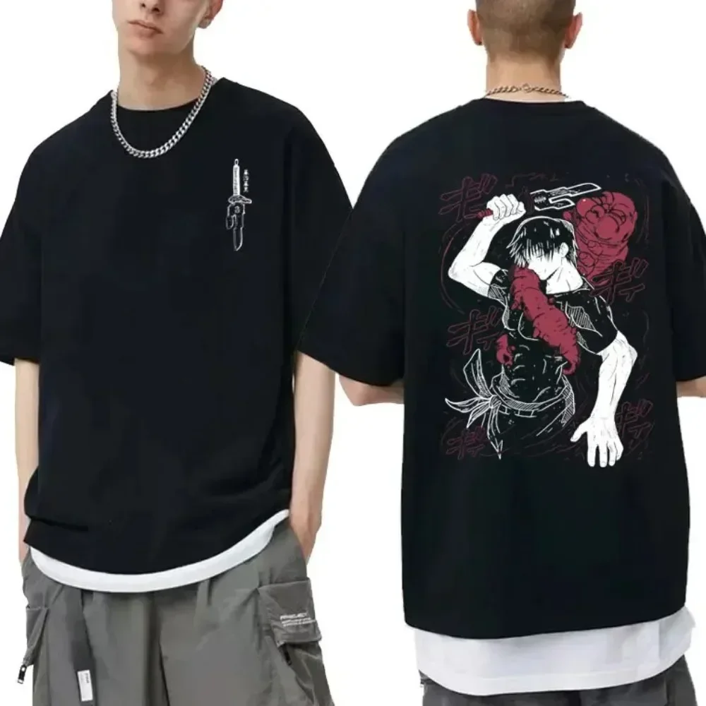 

Japanese anime Spell Spell Back to battle pattern printed T-shirt shoulder heavy 100% cotton round neck short sleeve T-shirt