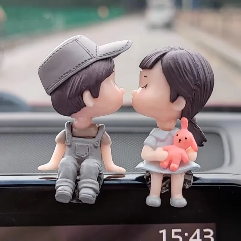 1 pair Car Decoration Cute Cartoon Couples Action Figure Figurines Balloon Ornament Auto Interior Dashboard Accessories Car Acce