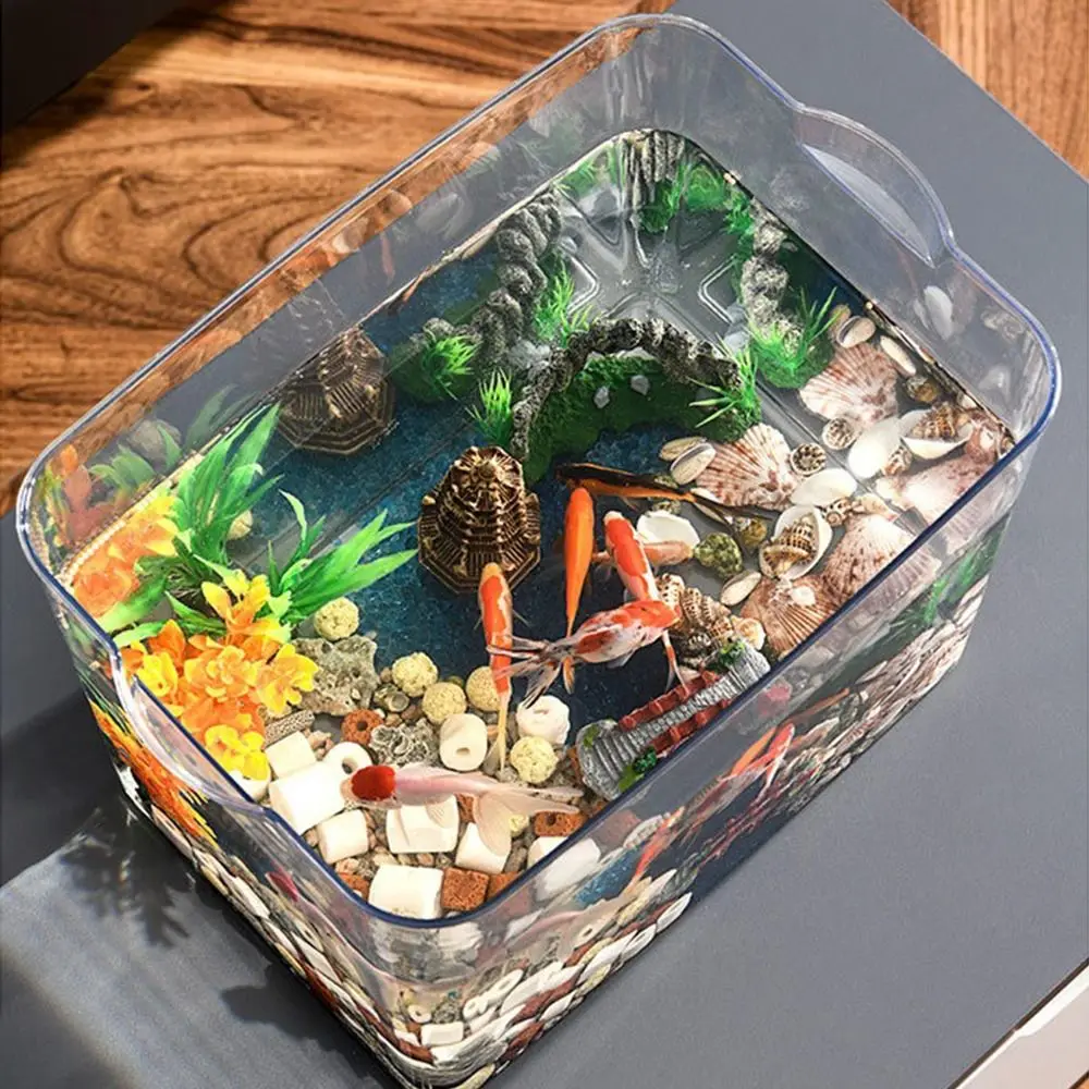 High Quality Transparent Fish Tank Plastic With Lid Goldfish Tank Square Aquarium Betta Tank