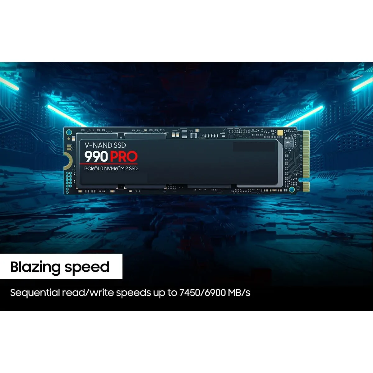 لهاتف سامسونج 990 PRO SSD 1 تيرا بايت PCIe 4.0 M.2 2280 محرك الأقراص الصلبة الداخلي، Seq. قراءة السرعات تصل إلى 7,450 ميجابايت