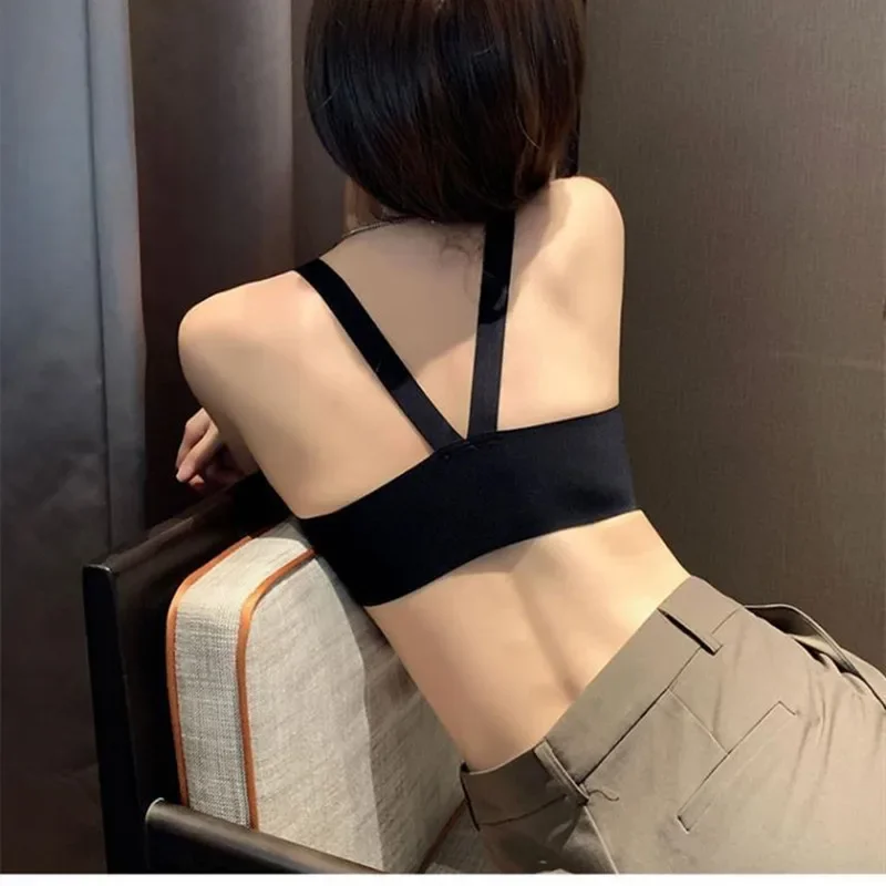 Women\'s Seamless Deep V-Neck Bra Front Closure Bra Push-Up Sports Top Soft Non-wire Lingerie Invisible Female Sexy Underwear
