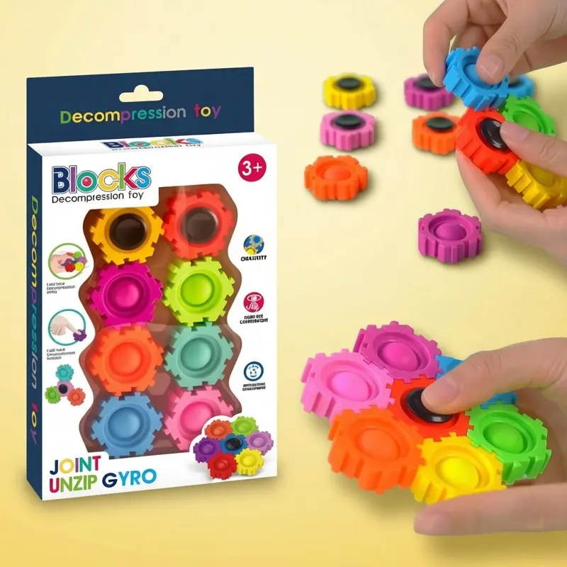 New Design Decompression Gear Blocks Fidget Spinner Anti Stress Sensory Play Building Blocks for Kids Adults Desk Toys Party