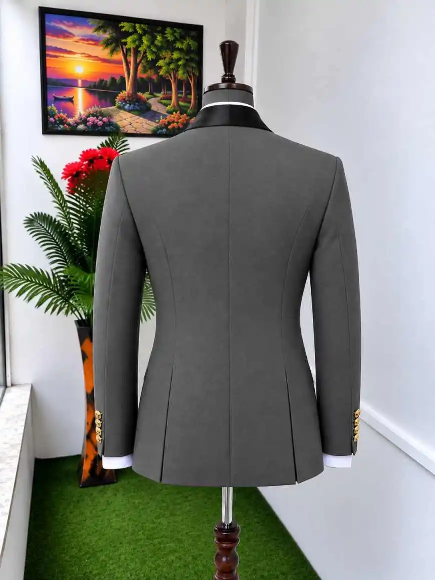 Business Wedding Tuxedos 1 Piece Set Jacket Peaked Shawl Lapel Men Suit Slim Fit Double Breasted Groom Blazer Customized