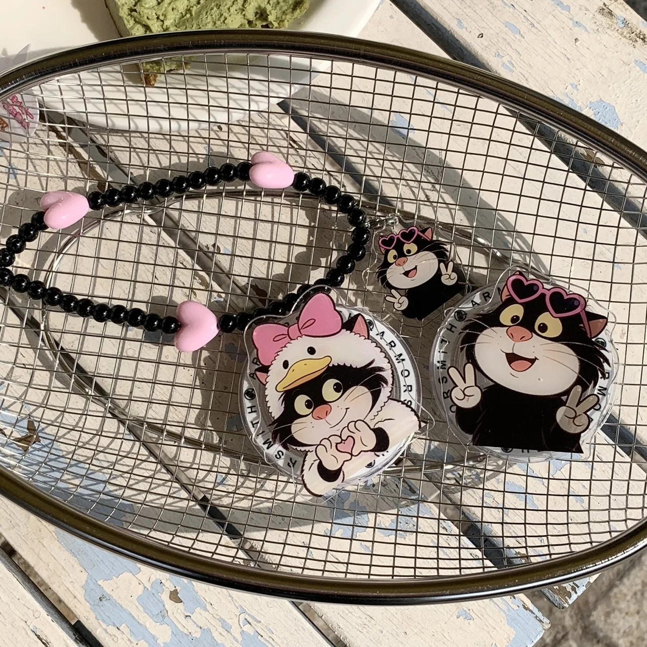 

Black Cat with Pink Bow&Duck Costum With Lucifer Magnetic Phone Stand For IPhone&Samsung Magnetic Phone Stand Foldable Gifts