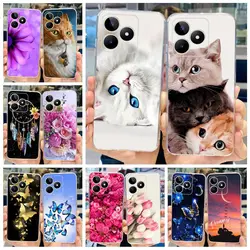For Realme Note 50 Case RMX3834 Cute Cat Painted Cover Soft Silicone Phone Case For Realme Note 50 Note50 Back Cover 6.74'' Bags