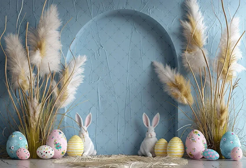 Mehofond 사진 배경 용수철 부활절 토끼 보호 꽃 계란, 어린이 생일 파티 초상화 장식 배경, 사진 스튜디오