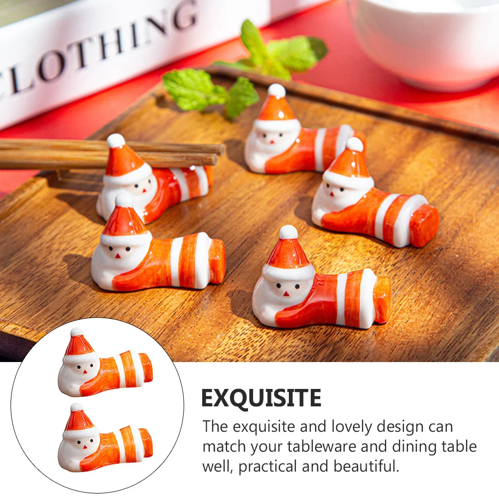 2Pcs Ceramic Christmas Chopsticks Racks Red Fine Workmanship Good Texture Practical and Beautiful Gift for Relatives Friends