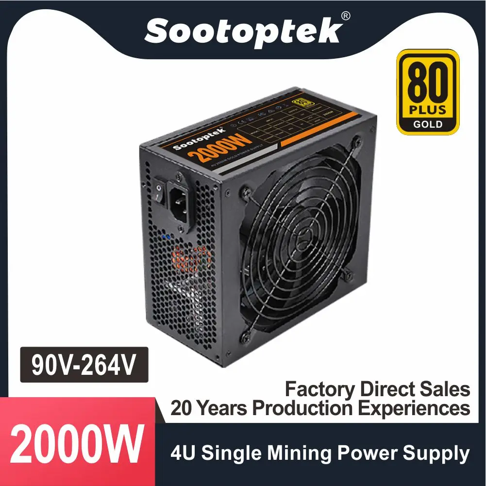 4U New version Single mining 2000W ATX Power Supply Bitcoin110V/230V 95% Efficiency Supports 8 Card Platform