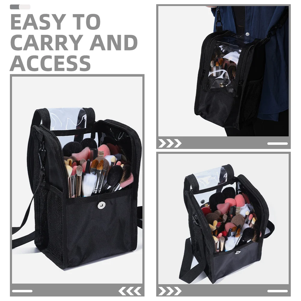حقيبة فنان مكياج احترافية ذات سعة كبيرة، مقصورات شفافة، حقيبة أدوات محمولة لتنظيم الجسم
